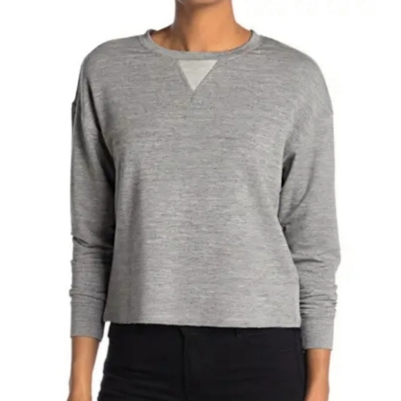 For The Republic ✦ Super Soft French Terry Knit Top ✦ Grey Crew Neck Sweatshirt - Picture 8 of 9